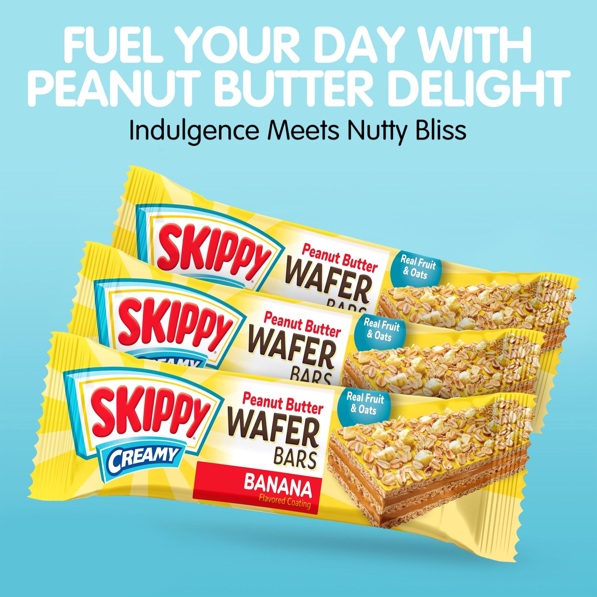 SKIPPY Creamy Peanut Butter Wafer Bars, Banana Flavor with Real Fruit & Oats, 6 Individually Wrapped Bars (7.8 oz Box)