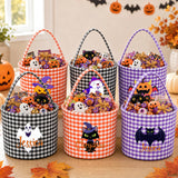 Magic Lunar Personalized Halloween Trick or Treat Bag with Name, Custom Candy Basket, Costume Ghost Bat Pumpkin Bucket, Gift Goodie Bags for Kids