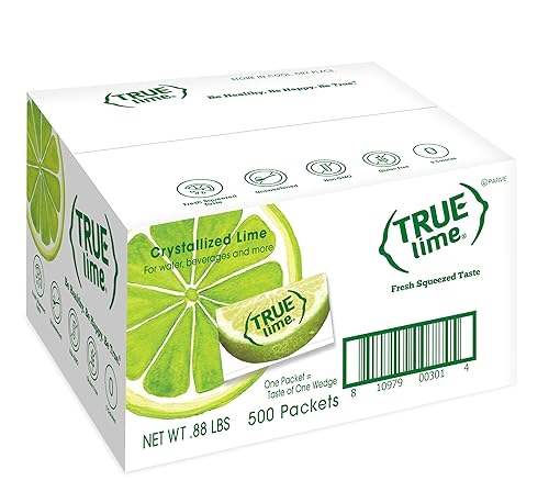 True Lime 500ct (Pack of 1) - Water Enhancer - Bulk Dispenser - 0 Calorie Drink Mix Packets for Water - Sugar Free Lime Flavoring Powder Packets