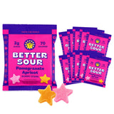 Better Sour Pomegranate Apricot Gummy Stars Candy, Healthy Candy with Low Sugar Gummies, Fiber Gummies with Added Fiber (Pack of 10)