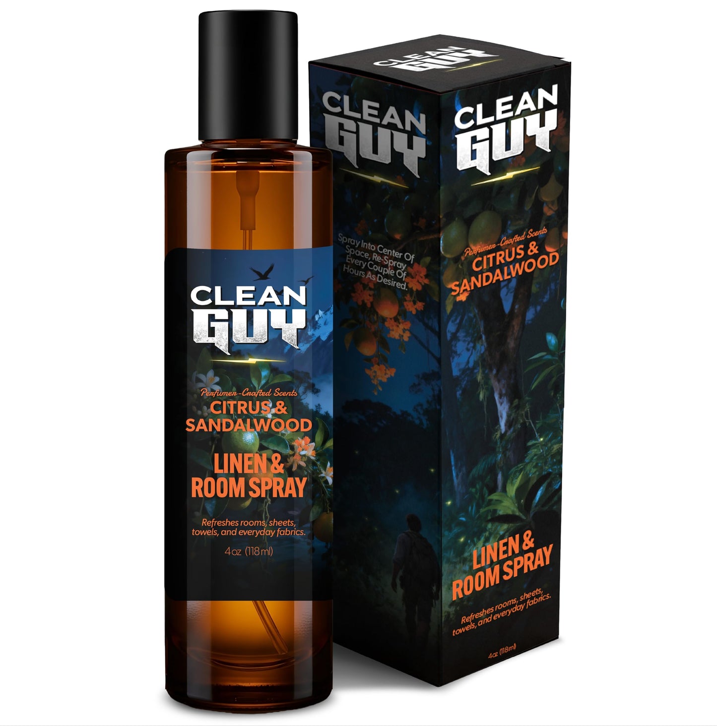 Clean Guy Room Spray for Men, Air Freshener Odor Eliminator- Masculine Home Fragrance & Linen Spray with Essential Oils - Long Lasting Room Deodorizer