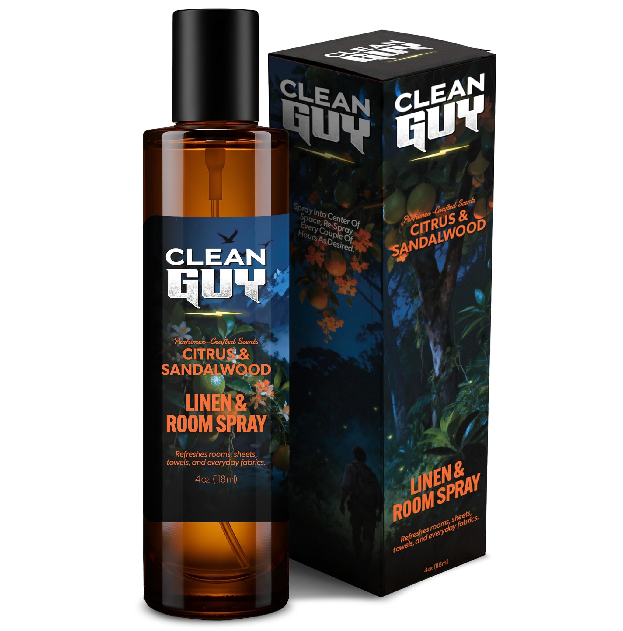 Clean Guy Room Spray for Men, Air Freshener Odor Eliminator- Masculine Home Fragrance & Linen Spray with Essential Oils - Long Lasting Room Deodorizer