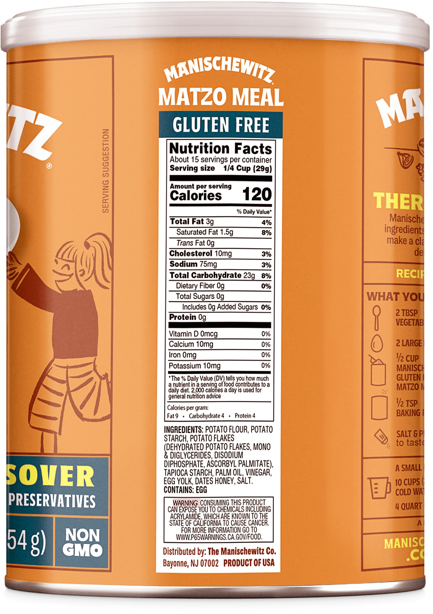 Manischewitz Gluten Free Matzo Meal, 15 Ounce