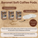 Baronet Coffee Pods [Hazelnut Coffee-54 Pods] Flavored Single Cup Use, Like Senseo [3 Boxes of 18 Single Serve 10 Gram] Regular Strength, Medium Roast