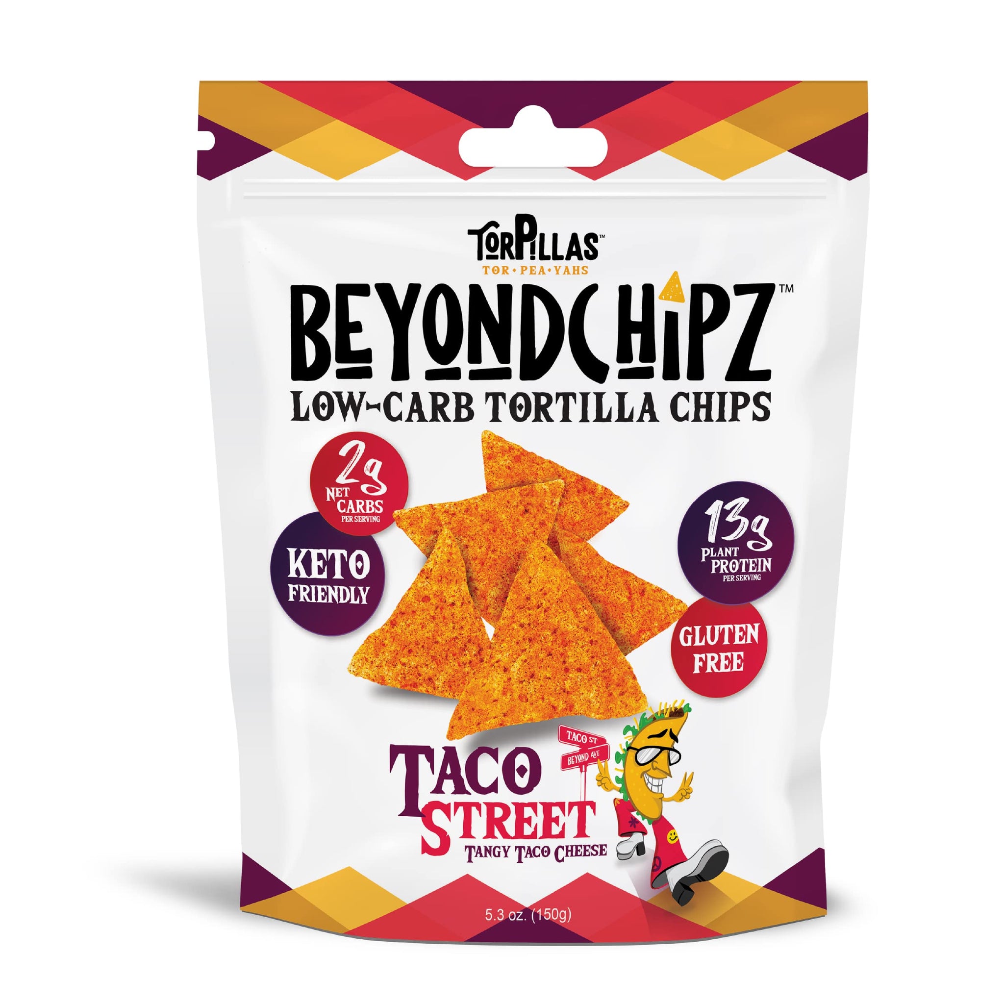 BeyondChipz Low Carb Tortilla Chips, Nacho Supreme Party Pack, Keto Friendly, Gluten Free, 5.3oz Bag, Pack of 4