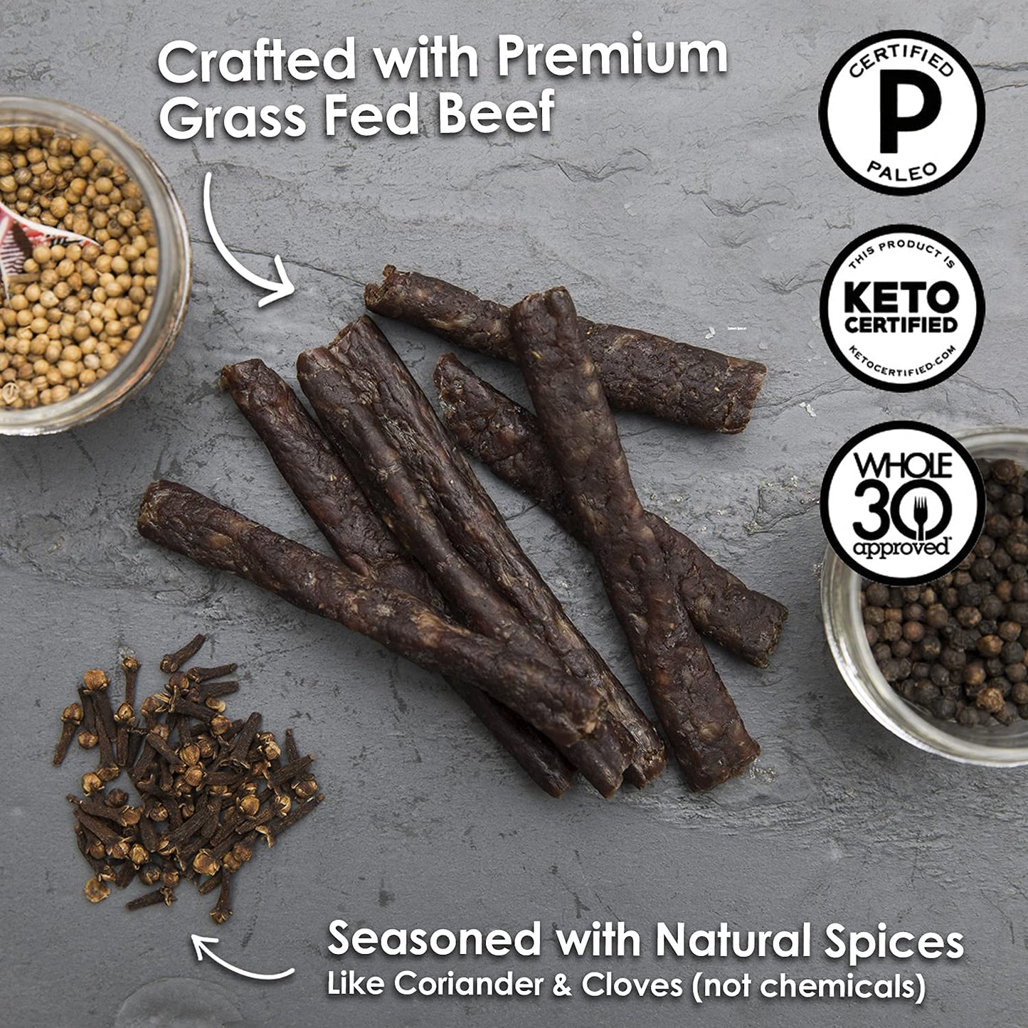 Ayoba Traditional Droewors Grass Fed Beef Paleo Sticks (2 Ounce, Pack of 1) - Keto Friendly, Air-Dried Beef Protein Snacks - Low Carb, Gluten Free