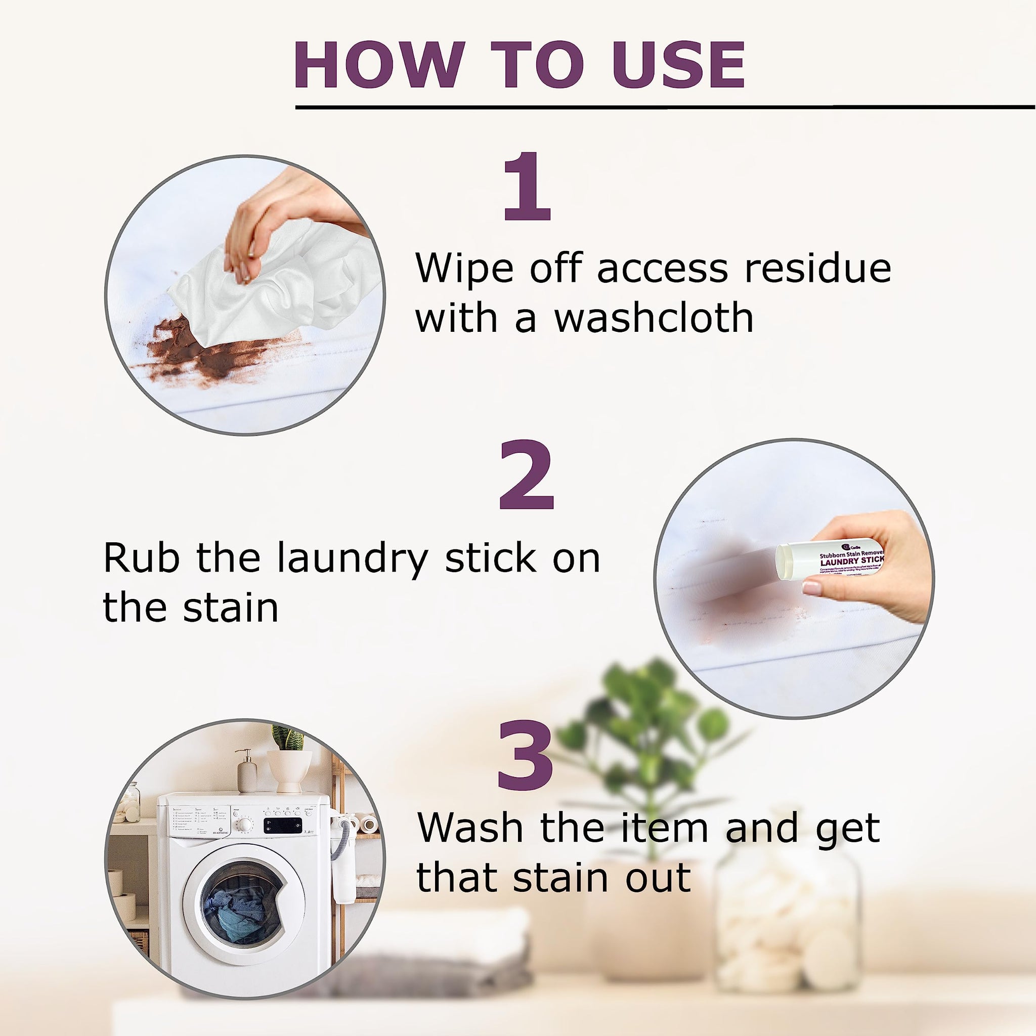 Cadie Laundry Stain Remover Stick - Pre Wash Spot Cleaner for Fabric Clothing on Cotton,Wool,Synthetics - Easy Removal