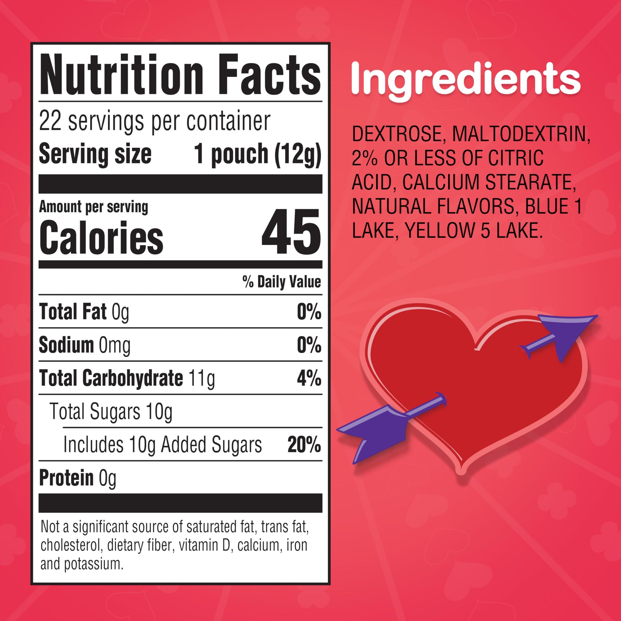 Lik-M-Aid Fun Dip Valentines Day Candy Friendship Exchange Maui Punch, 10.32 oz, 24 Pouches