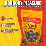 OZARK NUT ROASTERS Chocolate Malt Balls, Gourmet Malted Candy Snack, Rich Chocolate Flavor, Resealable 14 oz Bag, Pack of 1