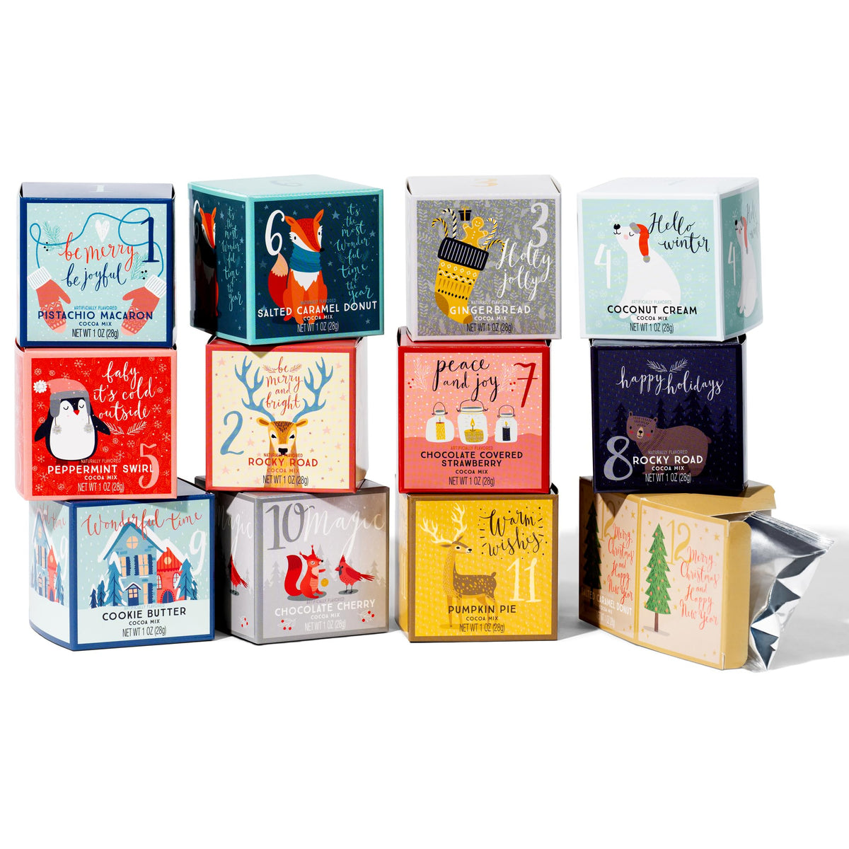 12 Days of Christmas Hot Chocolate Gift Set, 12 Gourmet Hot Cocoa Mixes