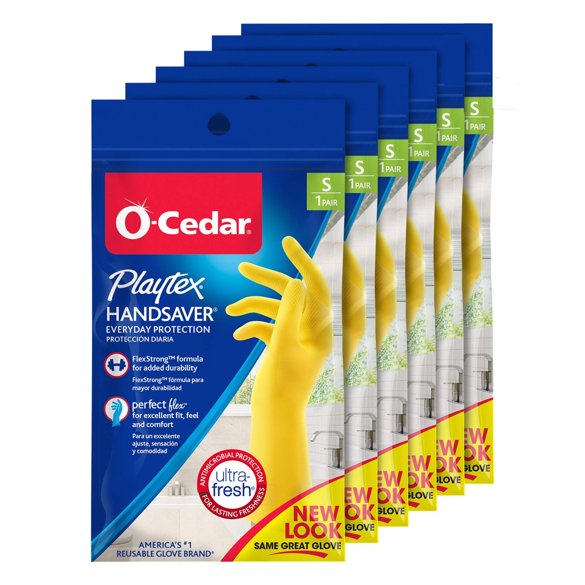 PLAYTEX HandSaver Reuseable Rubber Cleaning Gloves (Small, 6 Pairs), Everyday Protection Reusable Household Gloves