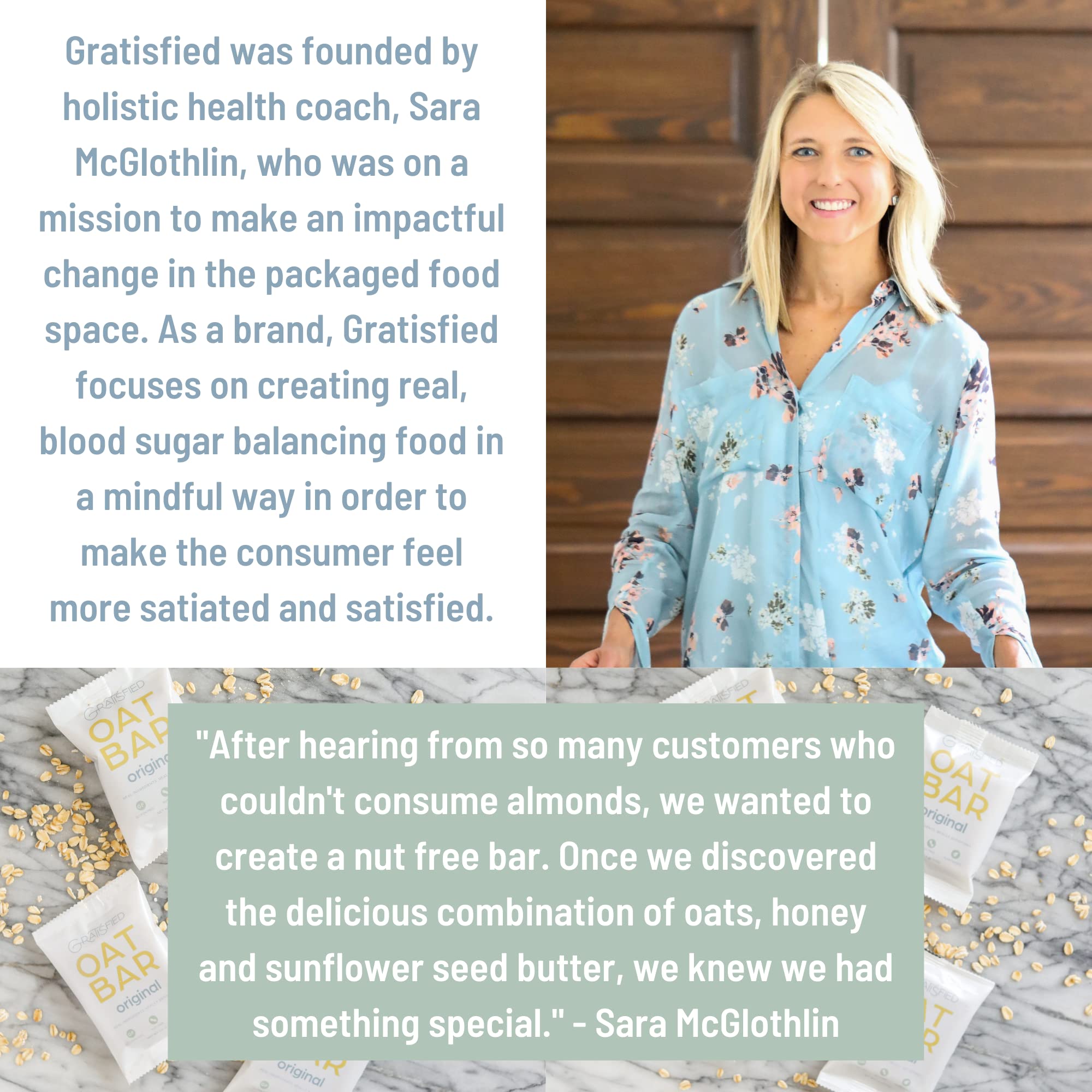Gratisfied Oat Bar - Real Ingredients, Really Satisfying - Gluten Free, Nut Free, Plant Based Granola Bars | (12 Pack)