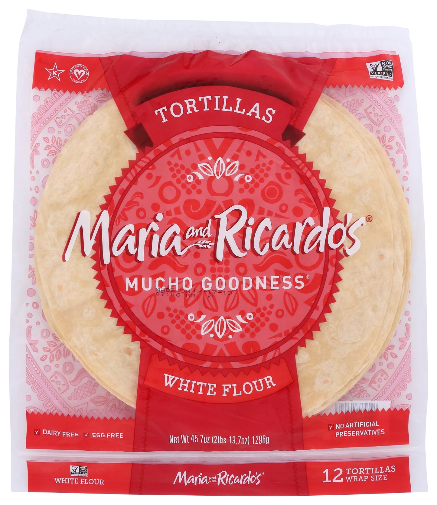 Maria & Ricardos White Tortillas 12 Inch, 45.7 OZ