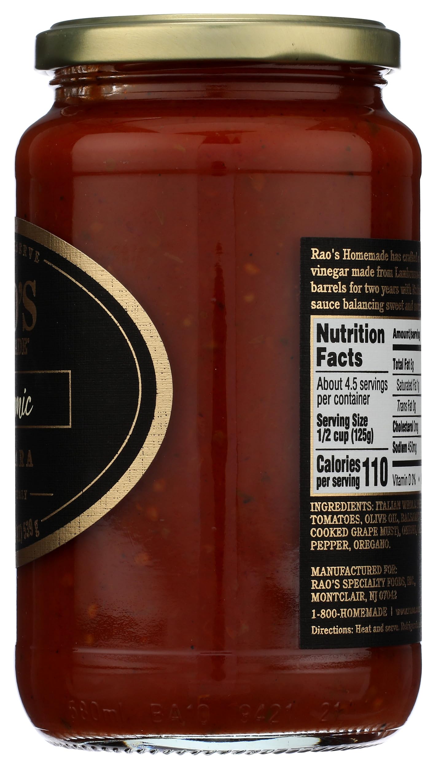 Raos Reserve Balsamic Marinara Pasta Sauce, 19 OZ