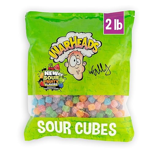 WARHEADS Cubes - Sour, Sweet & Fruity Chewy Candy with New Sour Fruity Flavors: Orange, Watermelon, Blue Raspberry, Black Cherry, Strawberry & Green