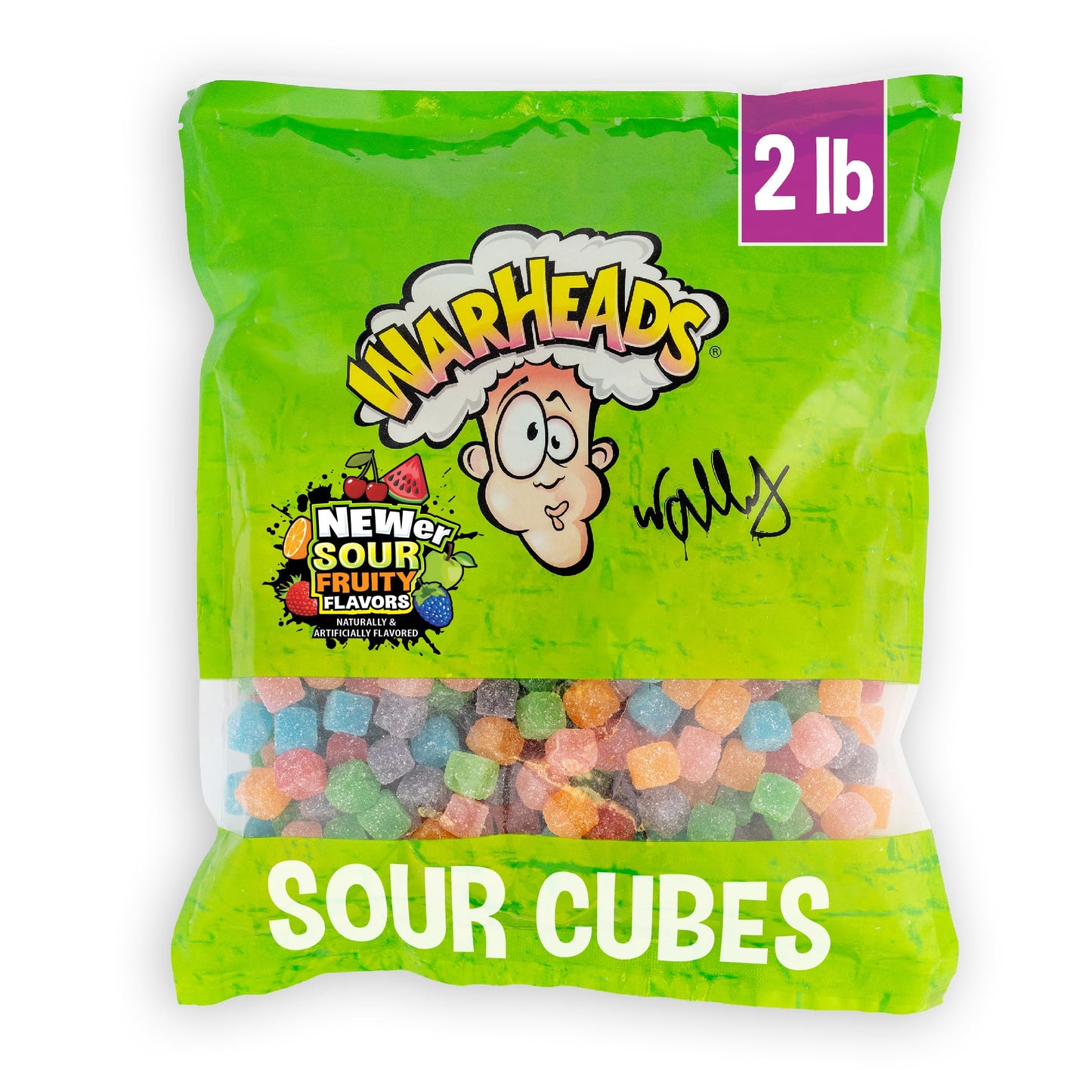 WARHEADS Cubes - Sour, Sweet & Fruity Chewy Candy with New Sour Fruity Flavors: Orange, Watermelon, Blue Raspberry, Black Cherry, Strawberry & Green