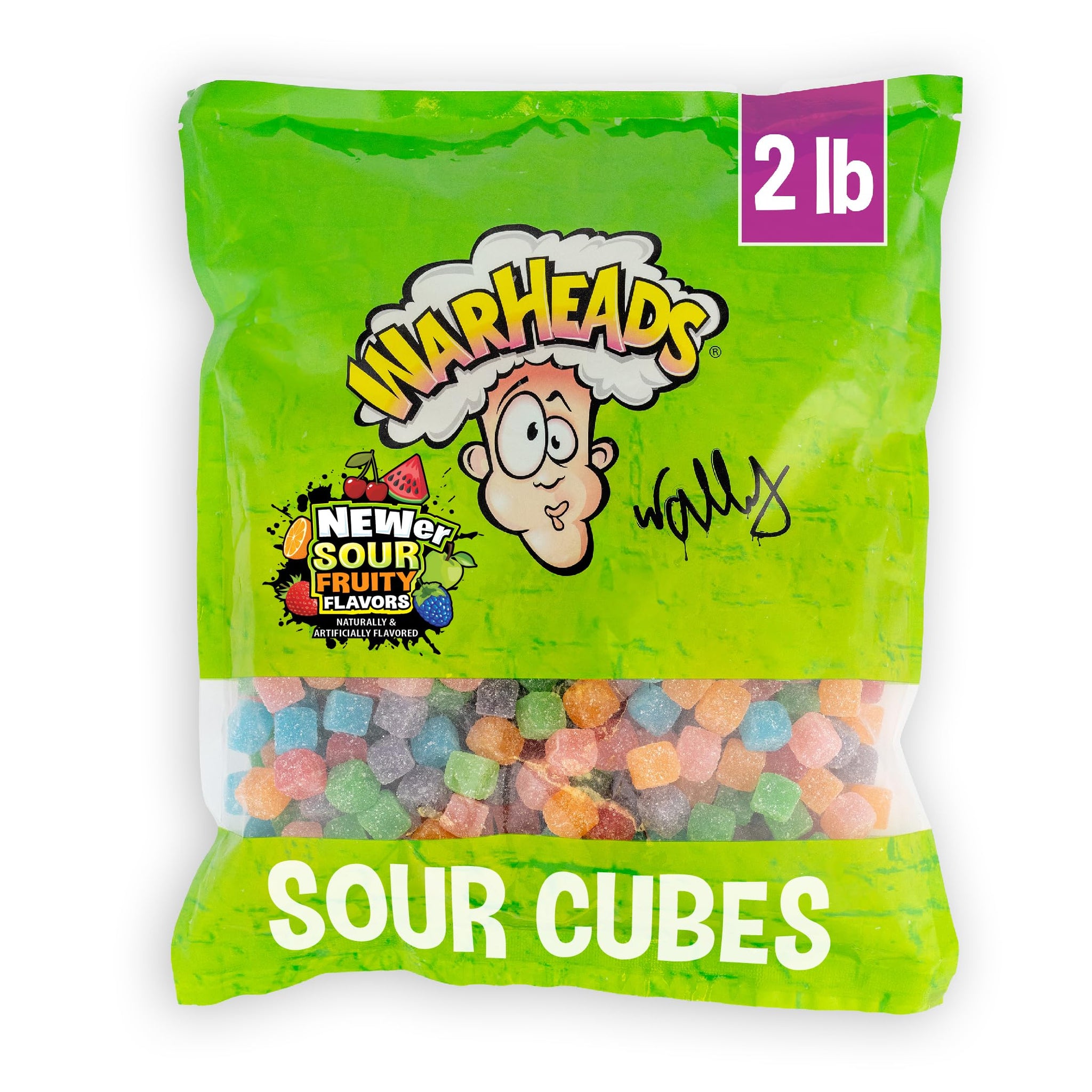 WARHEADS Cubes - Sour, Sweet & Fruity Chewy Candy with New Sour Fruity Flavors: Orange, Watermelon, Blue Raspberry, Black Cherry, Strawberry & Green