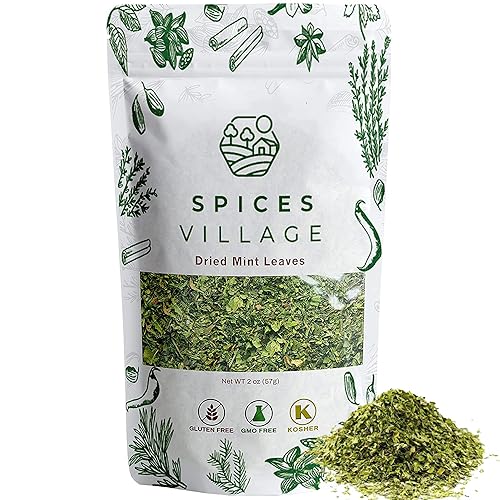 Spices Village Dried Mint for Cooking, Mint Spice Great for Loose Leaf Tea, 2 oz, Dried Mint Seasoning,- Kosher, Gluten Free, Non GMO, Resealable Bulk