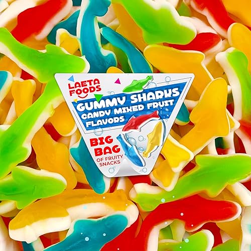 Gummy Sharks Candy | 2 Pound Bag | Assorted Fruit Flavors