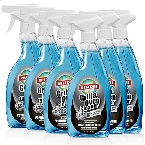 Restore Naturals Grill and Oven Cleaner - 22 Fl Oz - Non Toxic Stove Cleaner | Low Fume | Non-Caustic, Powerful Formula | Cruelty-Free - 6 Pack