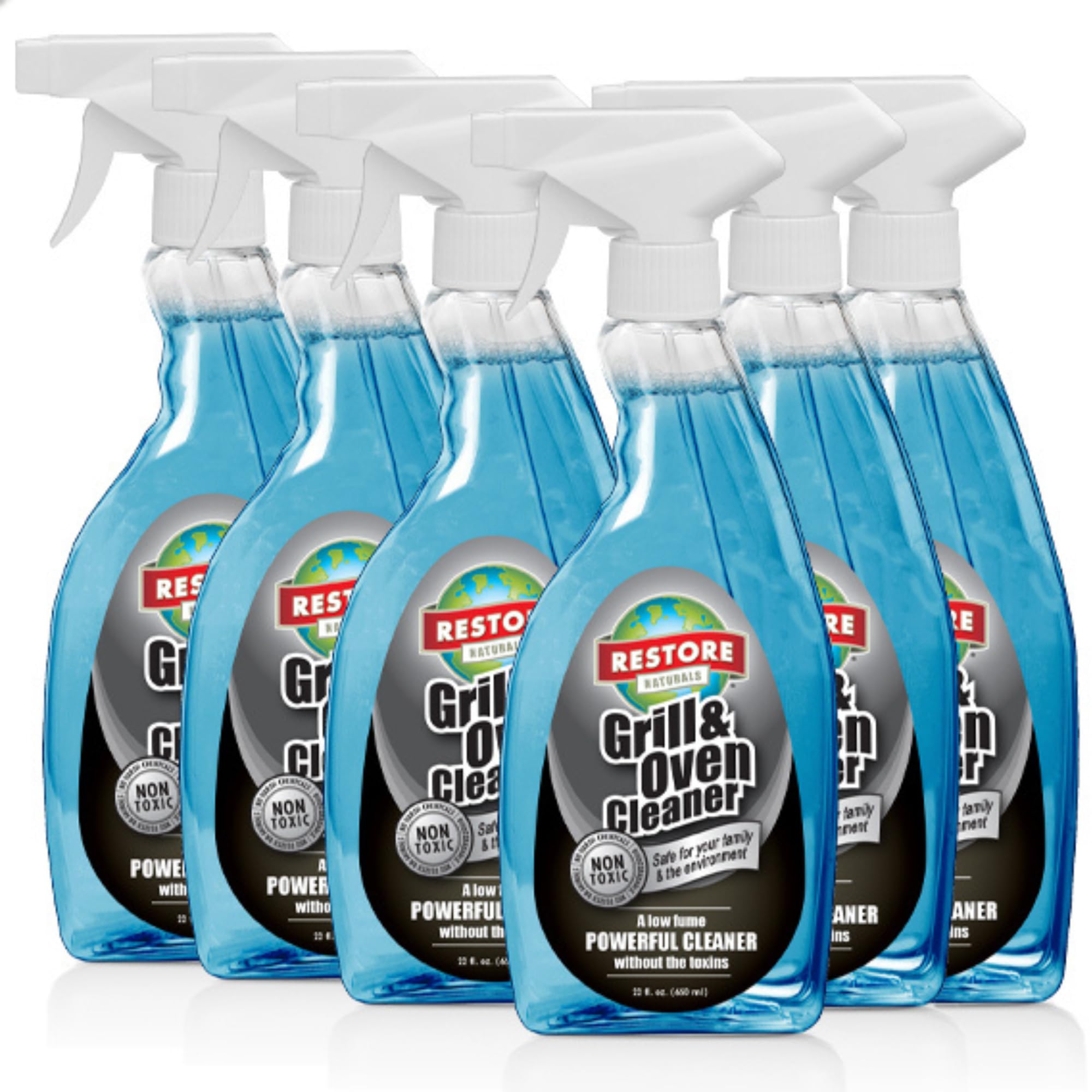 Restore Naturals Grill and Oven Cleaner - 22 Fl Oz - Non Toxic Stove Cleaner | Low Fume | Non-Caustic, Powerful Formula | Cruelty-Free - 6 Pack