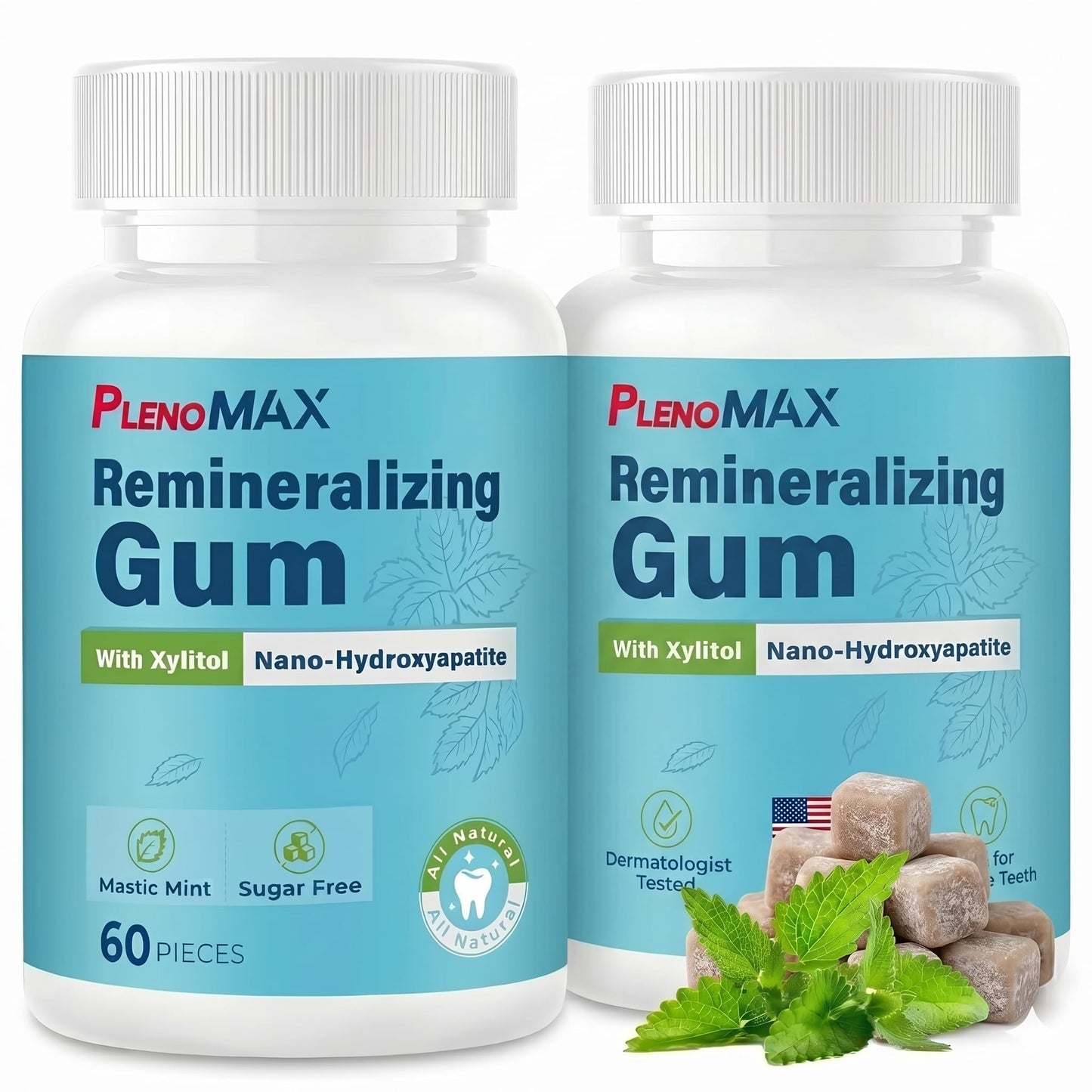 Remineralizing Chewing Gum - Nano Hydroxyapatite Gum with Xylitol for Oral Care, Teeth Remineralization & Fresh Breath | Sugar-Free, Mint Flavor