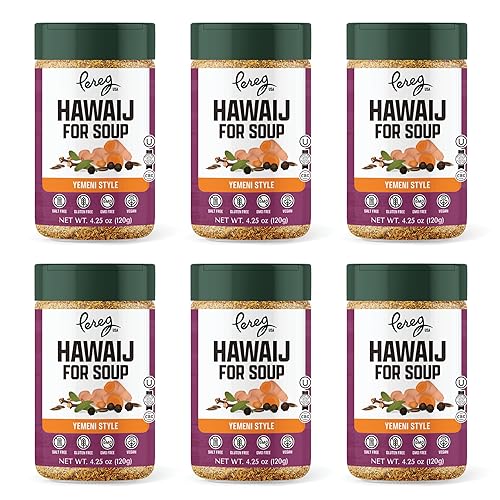 Pereg Mixed Hawaij Soup Spice Mix (4.25 oz x 6 Pack) - Contains Cumin, Turmeric, Black Pepper, Cardamom and Clove - Broths, Chicken Soup & Meat