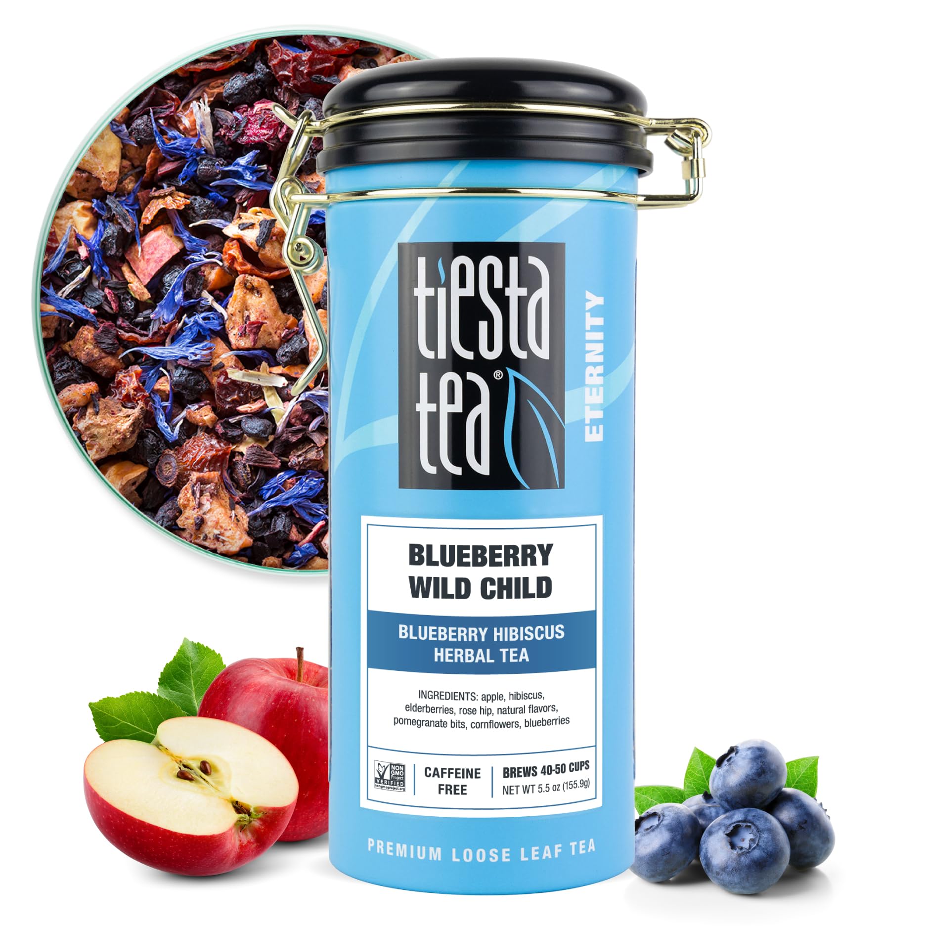 Tiesta Tea Blueberry Wild Child, Loose Leaf, Blueberry Hibiscus Herbal Tea, Premium Non-Caffeinated Blend, Make Hot or Iced, Brews Up to 50 Cups, 5.5