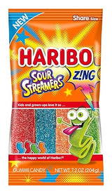 HARIBO Gummi Candy, Z!NG Sour Streamers, 7.2 oz. Bag (Pack of 14)