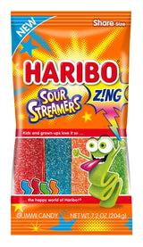 HARIBO Gummi Candy, Z!NG Sour Streamers, 7.2 oz. Bag (Pack of 14)