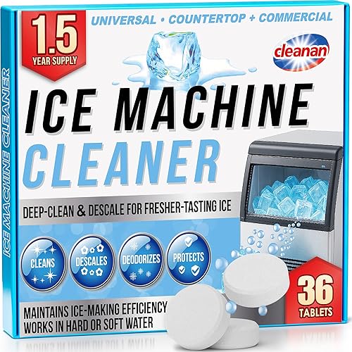 Ice Machine Cleaner Tablets - Ice Maker Cleaner & Descaler for Countertop, Nugget & Commercial Units - Citric Acid-Based - 36 Tablets (Up to 1.5-Year