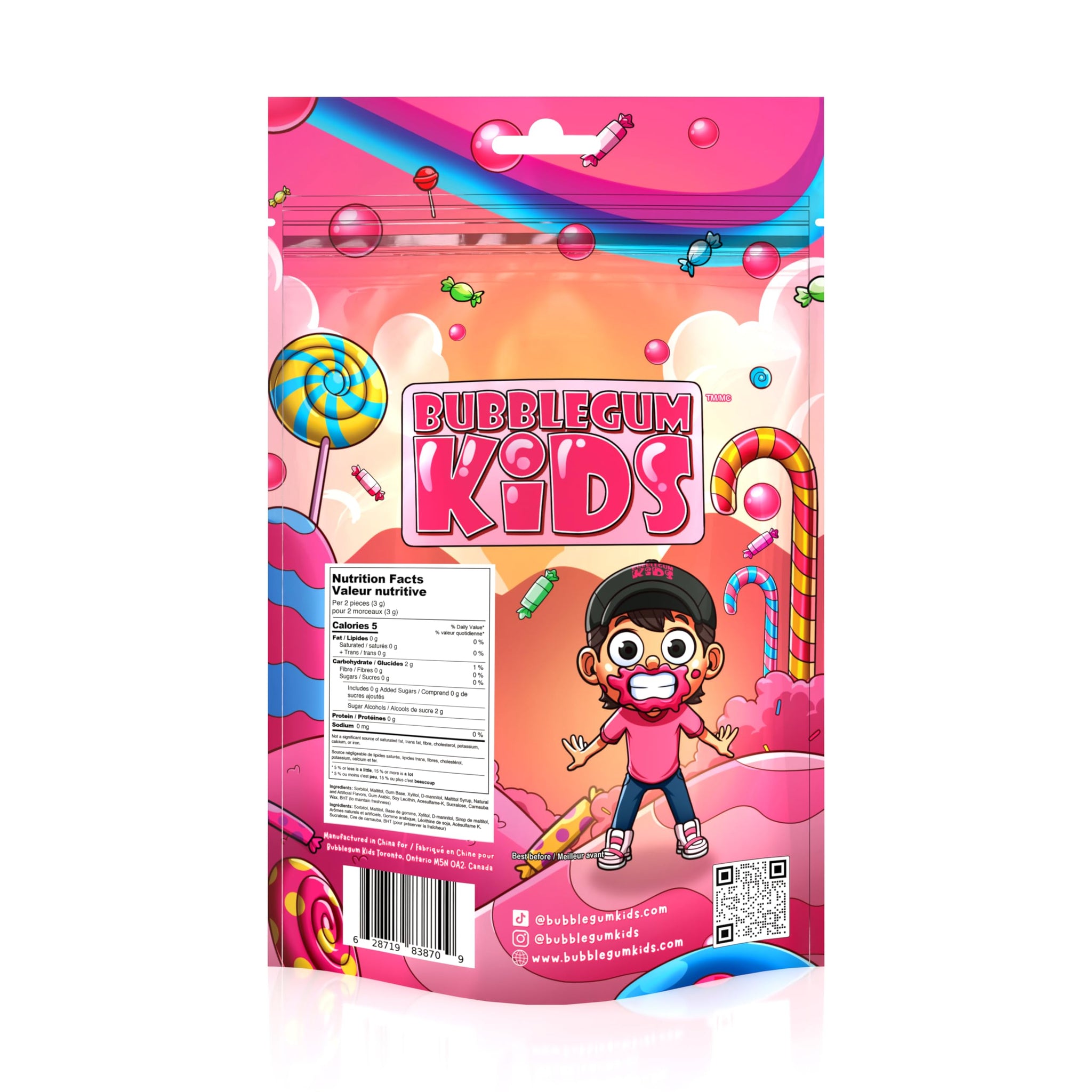 Bubblegum Kids Original Blend Sugar Free Gum | Classic Bubblegum Flavor, Sugarless Gum with Xylitol | Vegan, Low Calorie Candy for Kids & Adults |