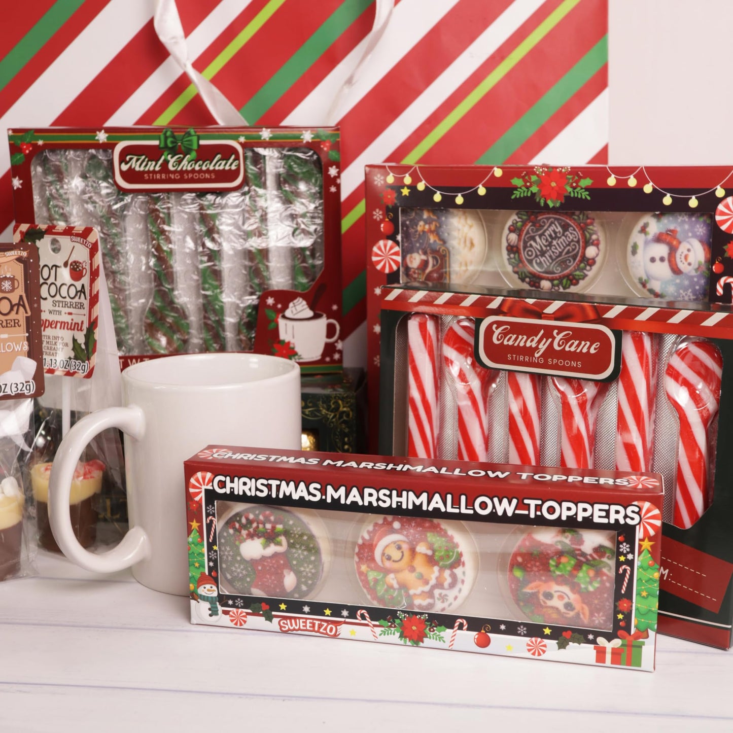 Christmas Marshmallow Toppers, Perfect for Hot Cocoa Toppings or Dessert Decorating Candy, Assorted Holiday Designs (6 Count (2 packs of 3))