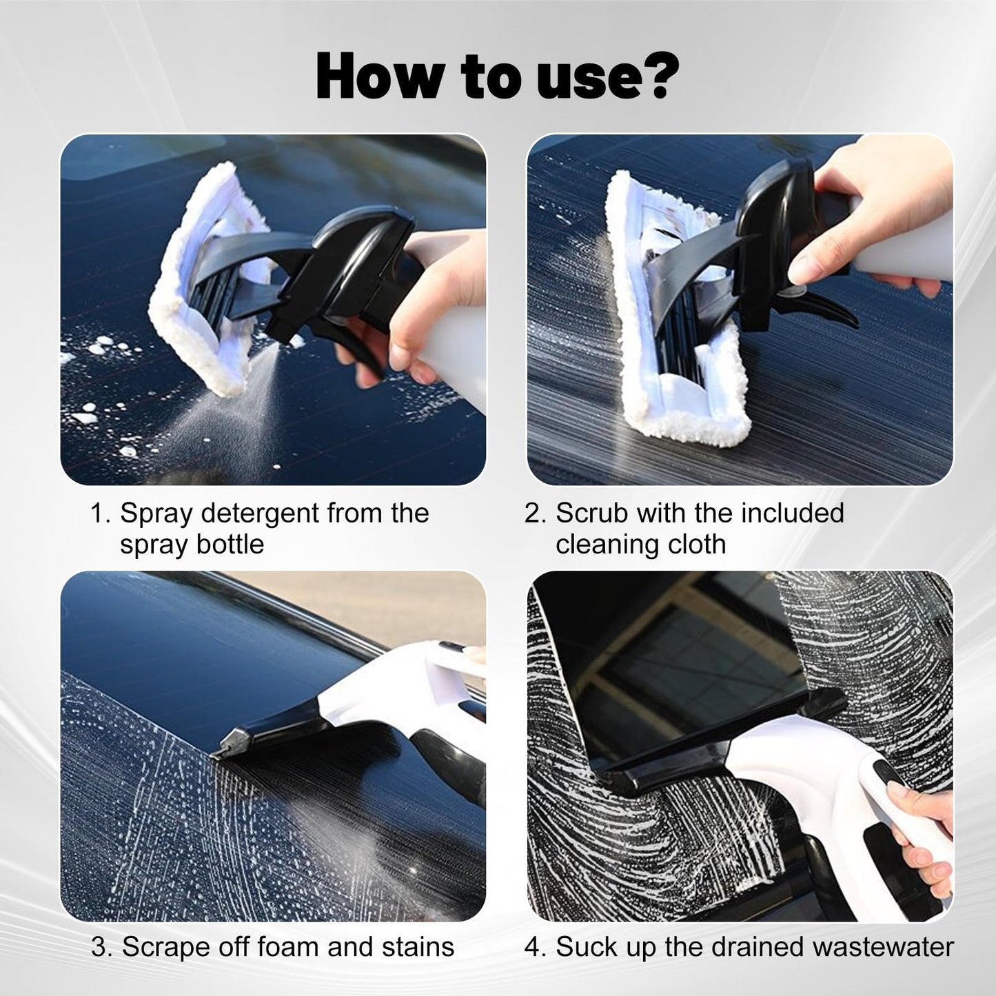 XHalvaen Electric Window Vacuum Squeegee Cordless, 2000Pa Electric Window Cleaner Tool Set, Rechargeable Window Vac, Window Squeegee Electric Cleaning