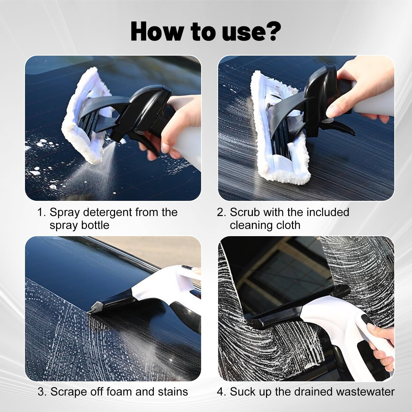 XHalvaen Electric Window Vacuum Squeegee Cordless, 2000Pa Electric Window Cleaner Tool Set, Rechargeable Window Vac, Window Squeegee Electric Cleaning
