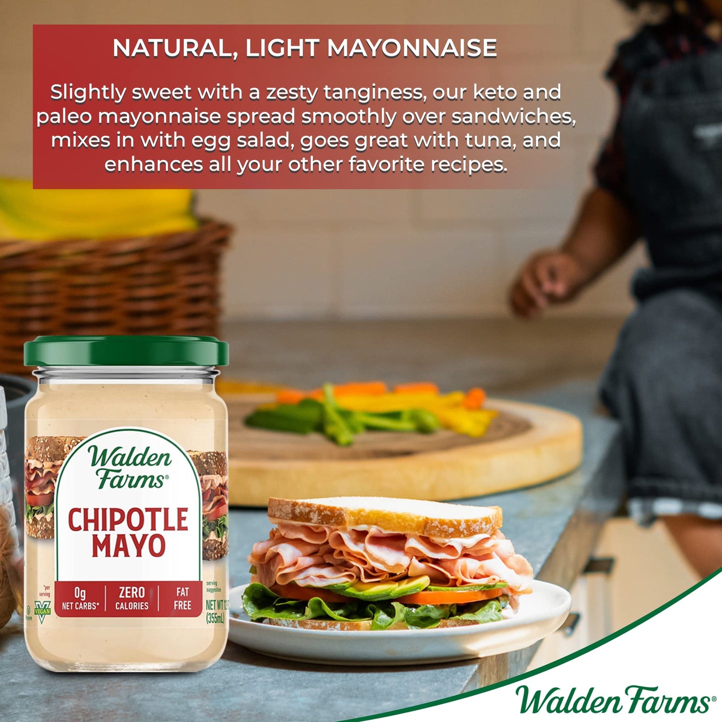 Walden Farms Chipotle Mayo - Zero Calorie, Sugar Free, Keto & Fat Free Spicy Vegan Mayonnaise Alternative for Sandwiches, Wraps & Dips- 2-Pack, 12 oz