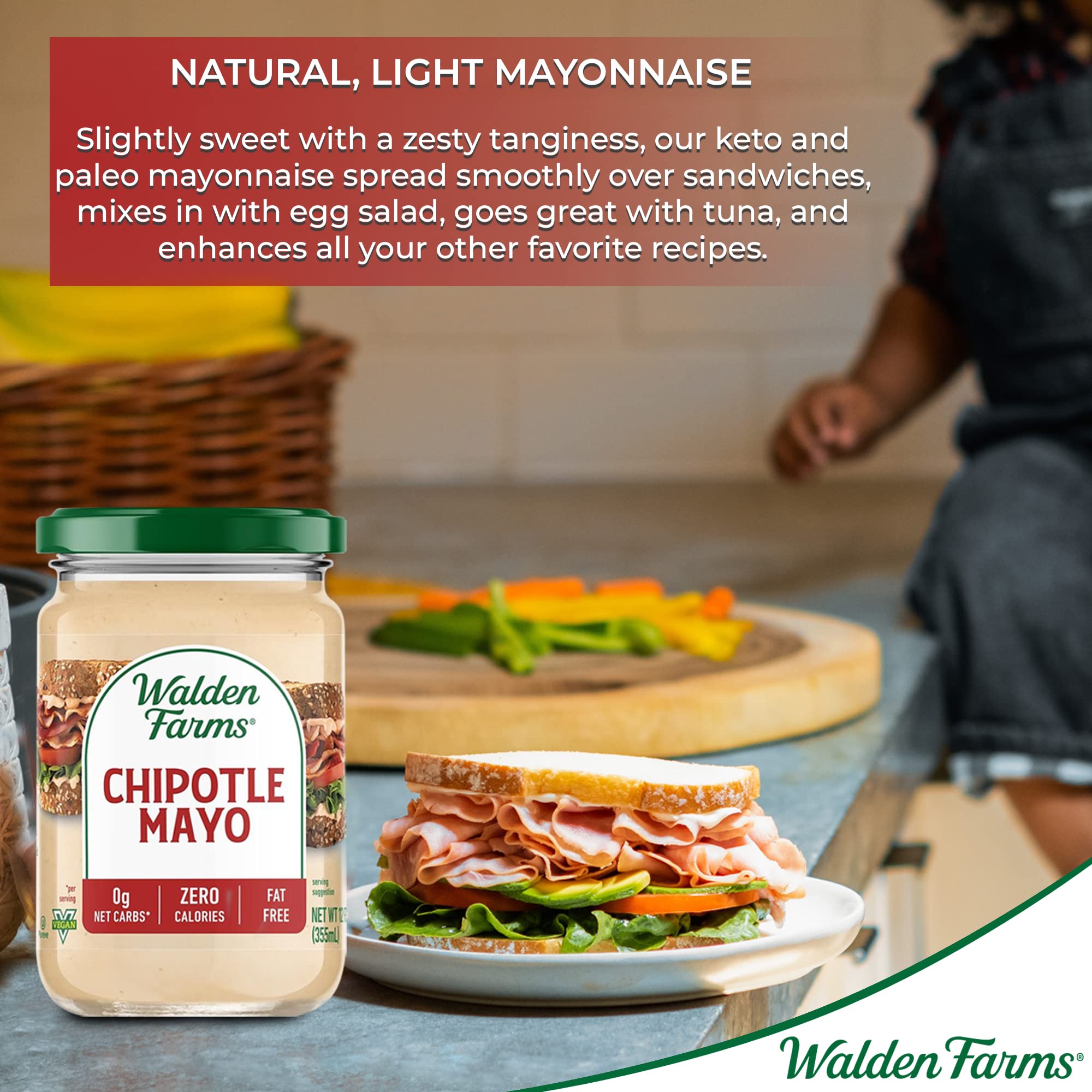 Walden Farms Chipotle Mayo - Zero Calorie, Sugar Free, Keto & Fat Free Spicy Vegan Mayonnaise Alternative for Sandwiches, Wraps & Dips- 2-Pack, 12 oz