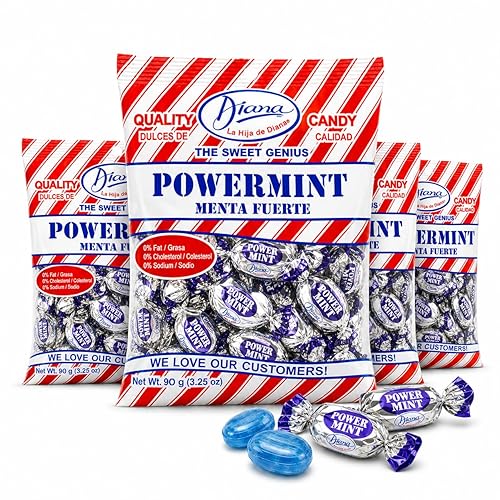 Diana Power Mint - Powerful Breath Mints Individually Wrapped - 90g Hard Candy Pouch (Pack of 4)