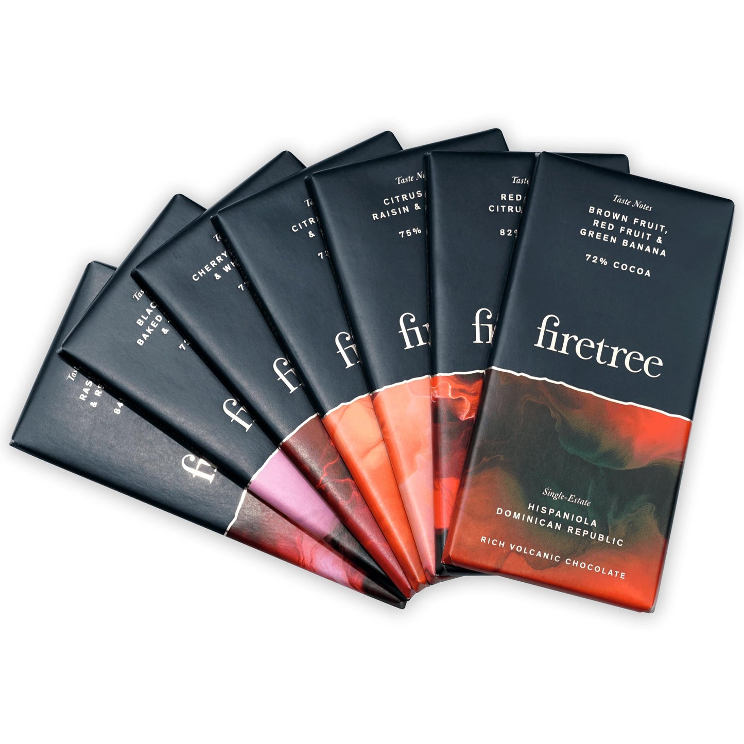 Firetree Bundle Dark Chocolate 7 Pack - UK Chocolate - Premium, Craft, Artisanal, Direct Trade, Single Origin, Bean-to-bar, Gourmet - Vegan, Keto