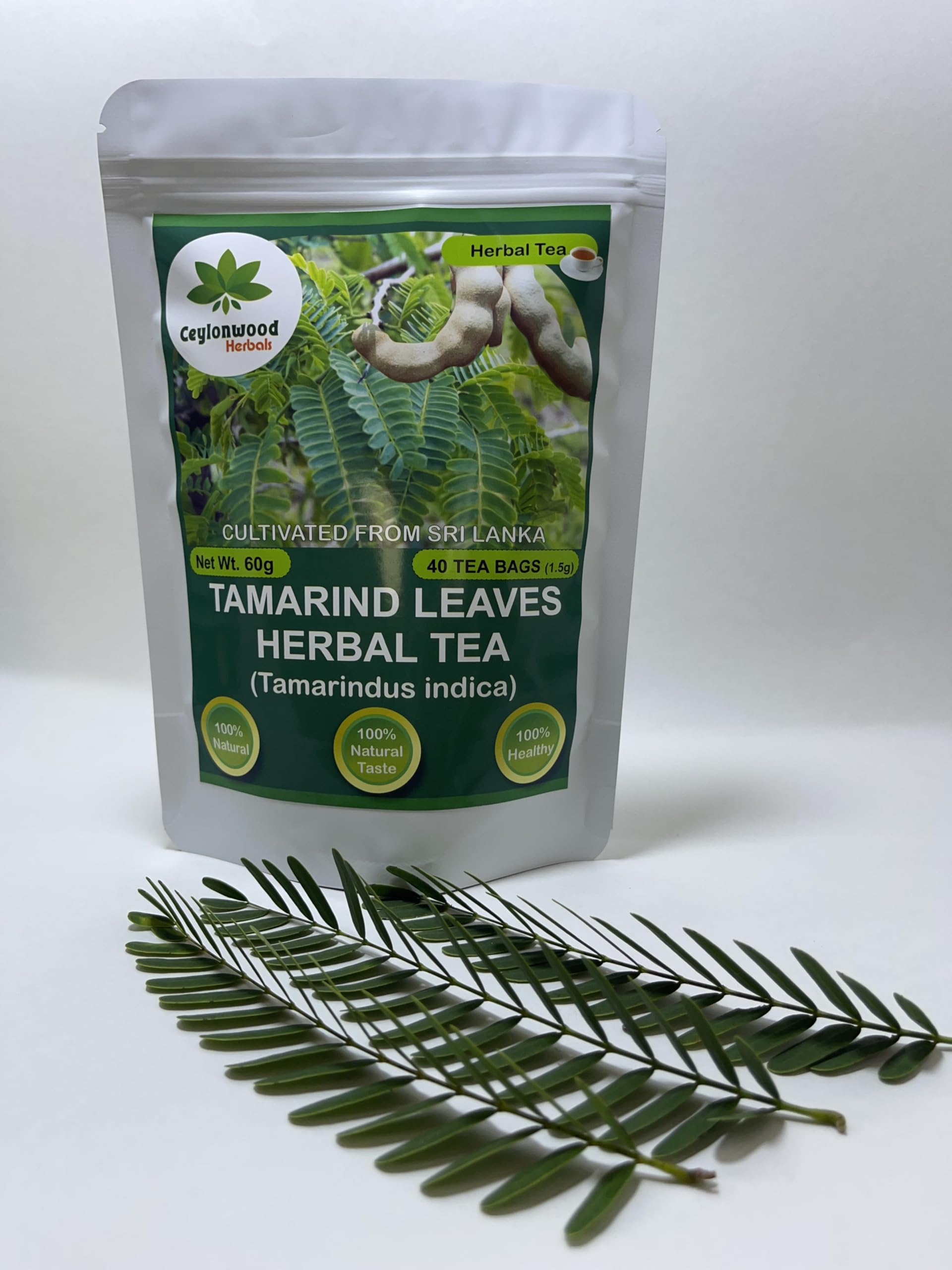 Organic Tamarind Leaves Herbal Tea (Tamarindus indica) - 40 Tea Bags (1.5g Each) - Pure & Natural, Caffeine-Free Infusion for a Refreshing Experience