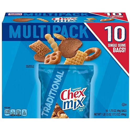 Chex Mix Snack Mix, Traditional Original Recipe, Multipack, Single Serve Snack Bags, 10 Ct, 17.5 oz