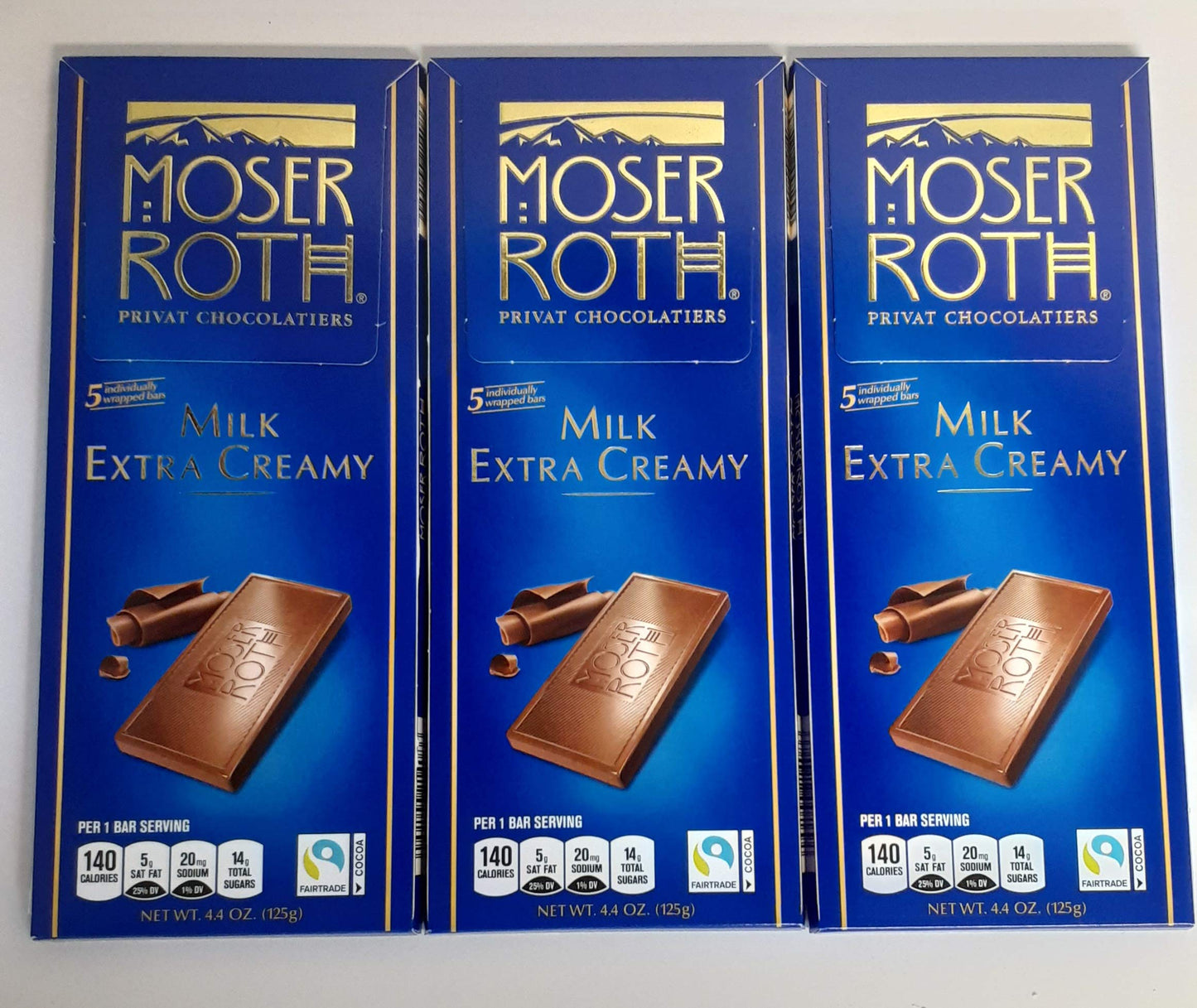 Moser Roth Milk Extra Creamy Chocolate - Pack of 3 - 13.2oz bars (Made in Germany)