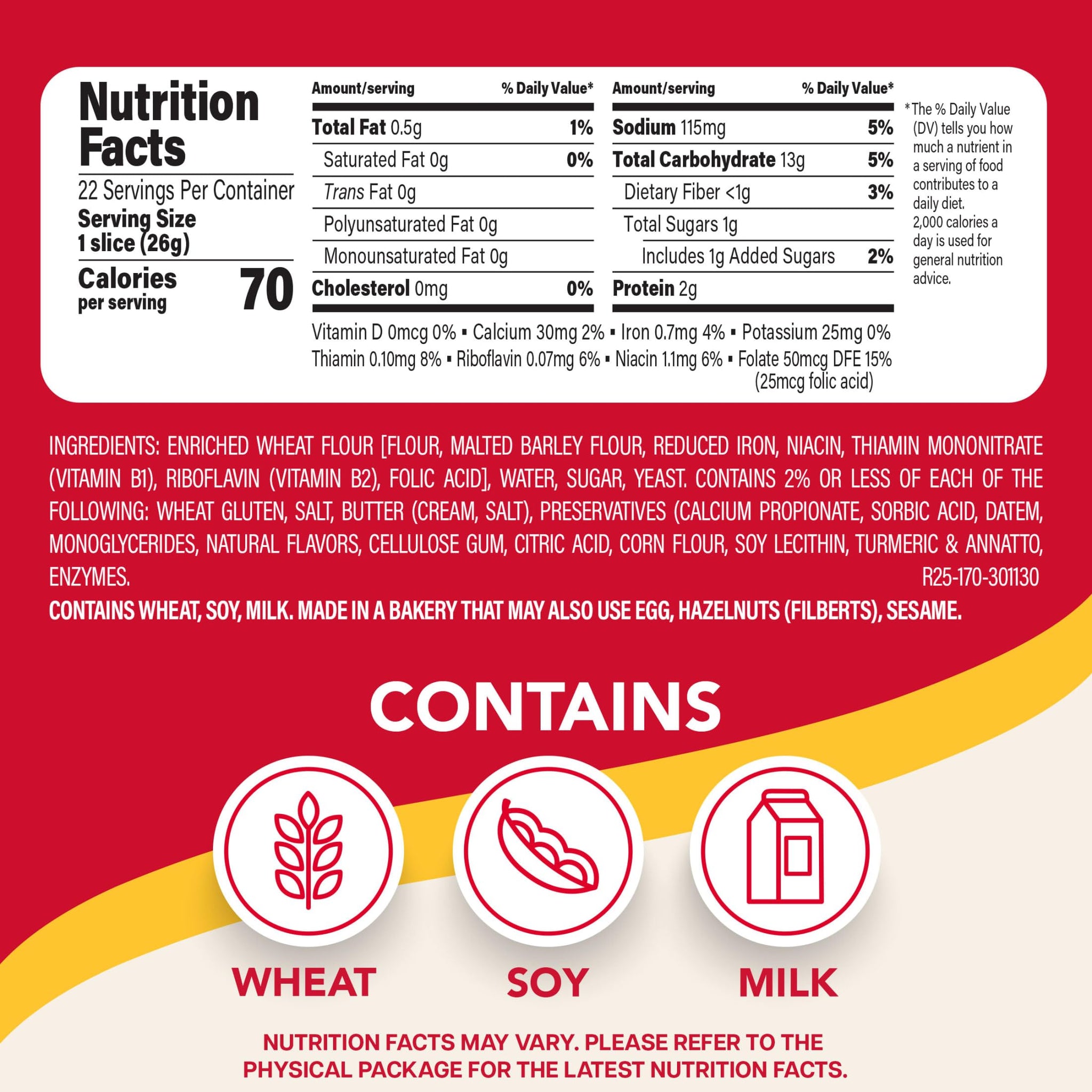 Sara Lee Butter Bread Sandwich Bread, 20 Oz Loaf of Butter Bread With No Artificial Colors or Flavors