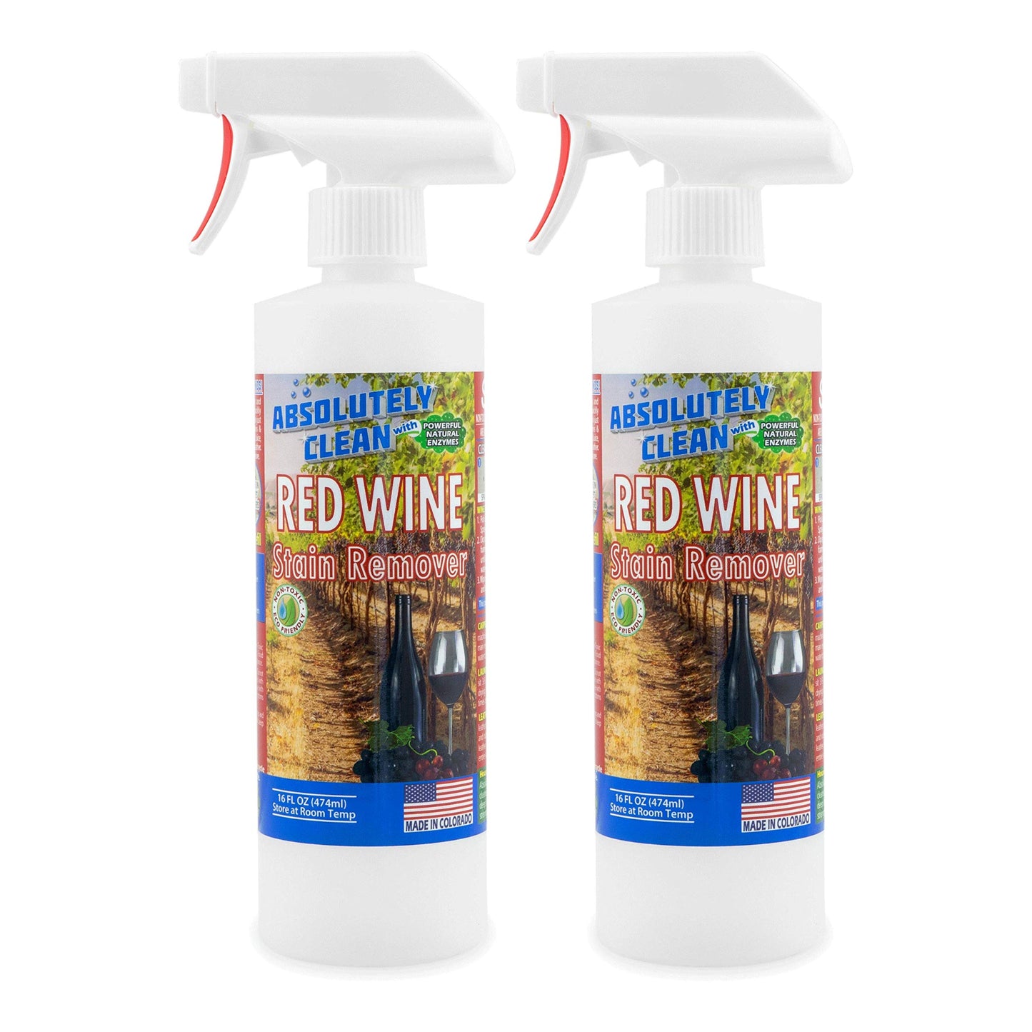 Amazing Red Wine Stain Remover - Natural Enzymes Eliminate Wine Stains Fast - Cleans Carpet, Upholstery, Clothing, Table Cloth & More - USA Made (16oz