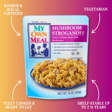 My Own Meals Mushroom Stroganoff Dairy - Rotini Pasta, Cheese Sauce, kosher shelf stable meal