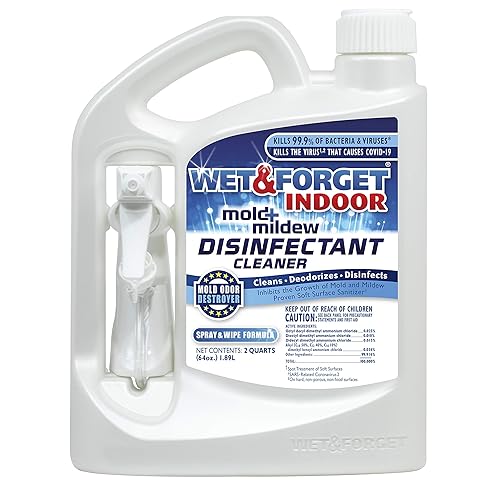 Wet & Forget Indoor Mold and Mildew All-Purpose Cleaner Deodorizes, Disinfects, Kills 99.9% of Bacteria and Viruses, Ready to Use, 64 Fl. Oz.