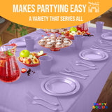Party Solids 403 Pcs Lavender Plastic Plates For Party, Lavender Disposable Plates Set, 50 Each 9" Plate, 7" Plate, 12 Oz Cups, 2 Size Napkins