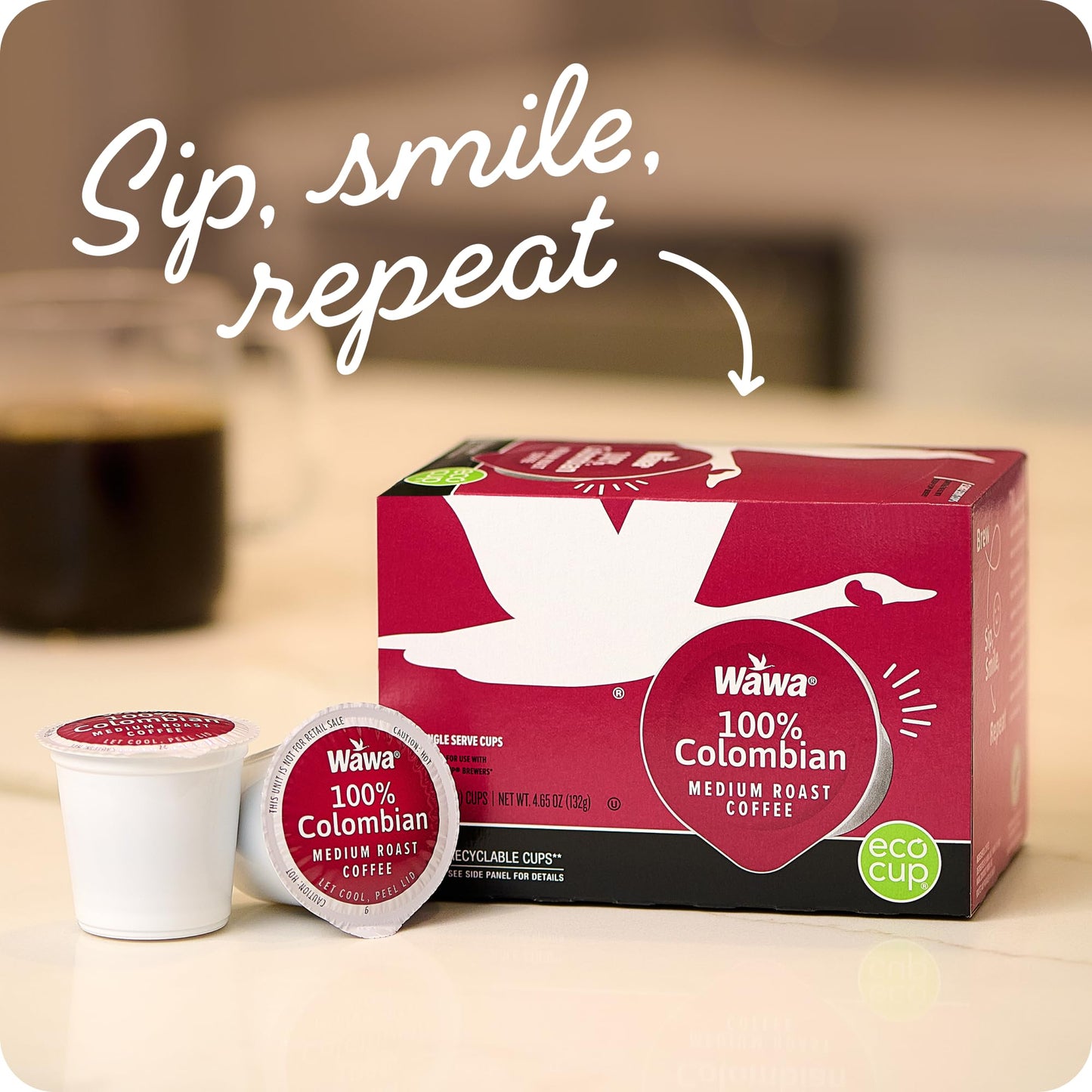 Wawa Colombian Medium Roast Single Cup Coffee Pods, 12 Pods, 1 Box, Medium Bodied Blend, Chocolate & Fruit Notes, Single Serve, 100% More Responsibly