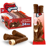 Snack Break Hazelnut Wafer Rolls, Cocoa Coated Crispy Rolled Wafer Cookies with Hazelnut Cream Filling, Individually Wrapped On-the-Go Snack, 24 Count