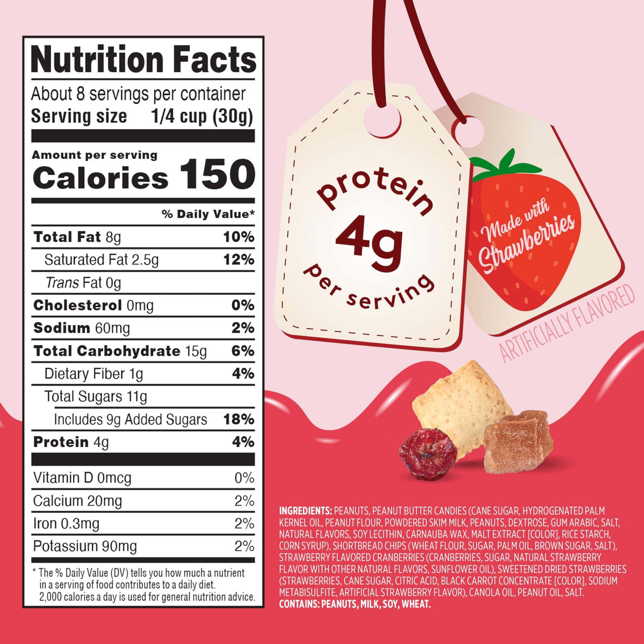 Snak Club PB&J Strawberry Trail Mix, Cookies & Peanut Butter Candies, 8 oz